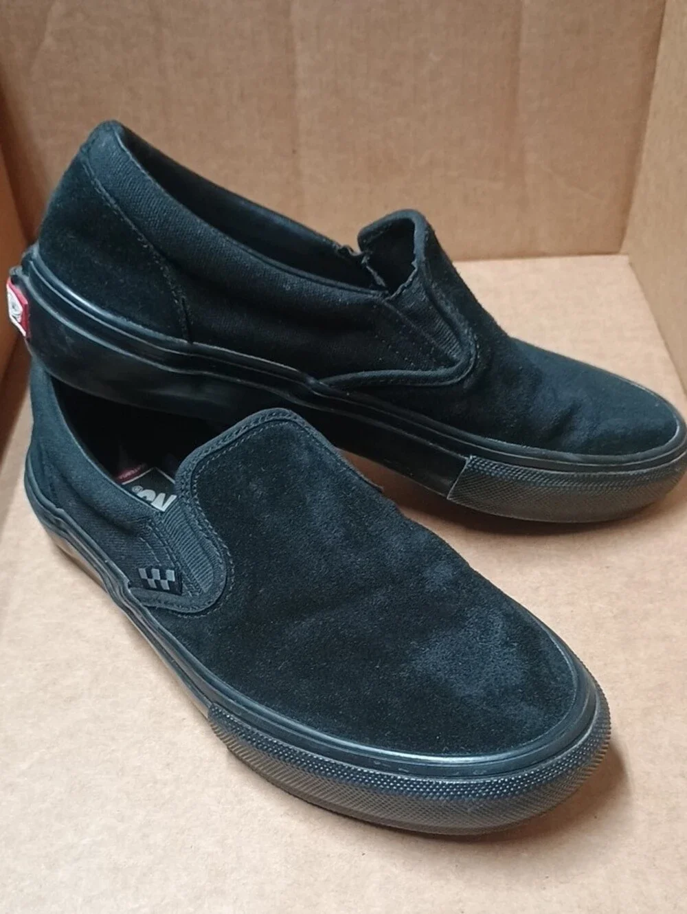 Vans Black Suede Slip-On Loafers - Size M7.5/W8.5